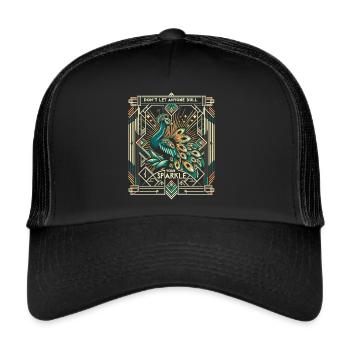 Magnificent Peacock: Deco Shine - Trucker Cap - black/black - Front