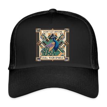 Art Deco Elegance: Proud Peacock - Trucker Cap - black/black - Front
