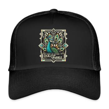 Art Deco Peacock: Stylish Splendor - Trucker Cap - black/black - Front