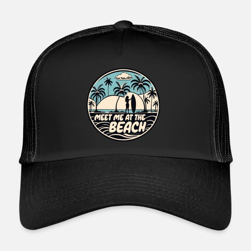 Rencontrez-moi à la plage surfeur disant citation Casquette trucker 