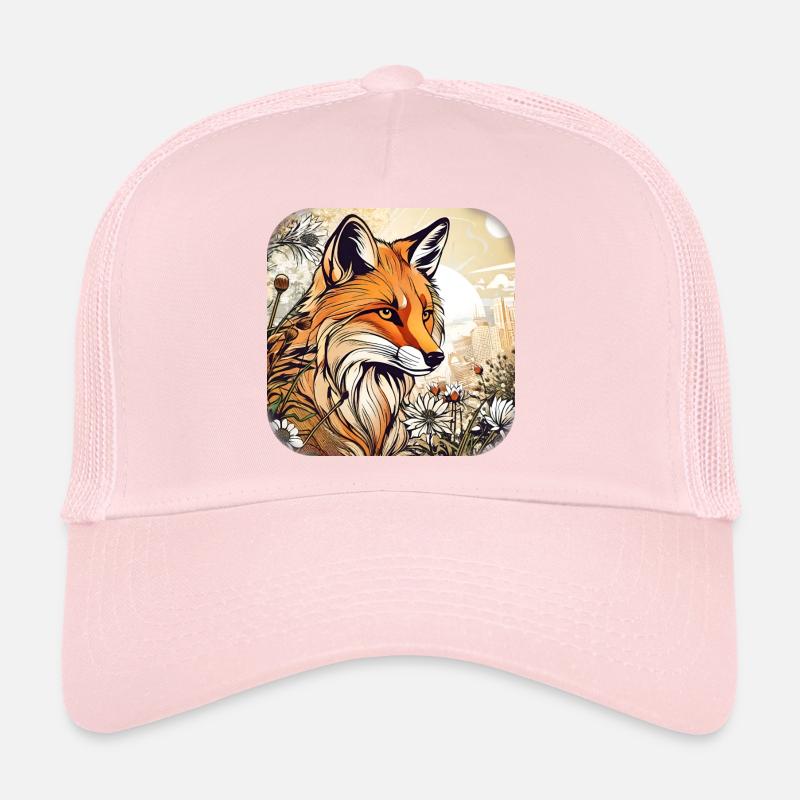 Renard avec des fleurs Casquette trucker 