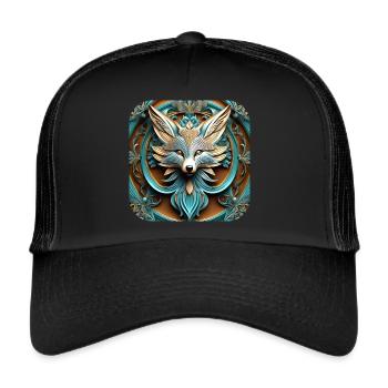 Logo du renard mystique - Casquette trucker  - noir/noir - Devant