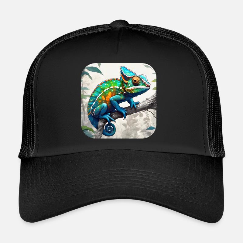 Cooles Camouflage Chameleon - Trucker Cap - Schwarz/Schwarz