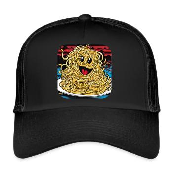Lustiges Spagetti Monster für Pastafaris - Trucker Cap - Schwarz/Schwarz - Vorne