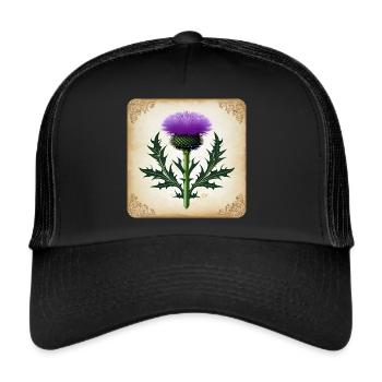 Distel als Wappen II - Trucker Cap - Schwarz/Schwarz - Vorne