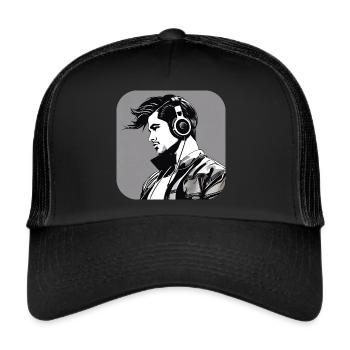 Cool guy with headphones I - Trucker Cap - black/black - Front
