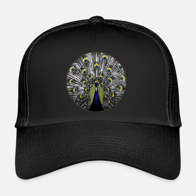 Paon à l’aspect de gravure sur bois Casquette trucker 