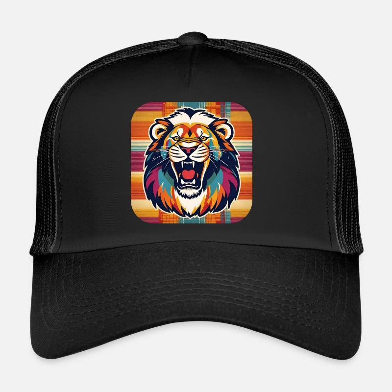 Roaring lion in retro style Trucker Cap