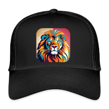 Fier lion dans un style rétro - Casquette trucker  - noir/noir - Devant