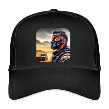 Cool rudeboy with steampunk car - Trucker Cap - black/black - Front