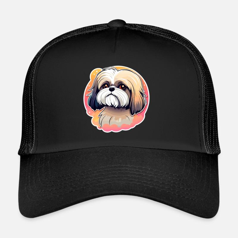 Shih Tzu Dog Drawing Trucker Cap