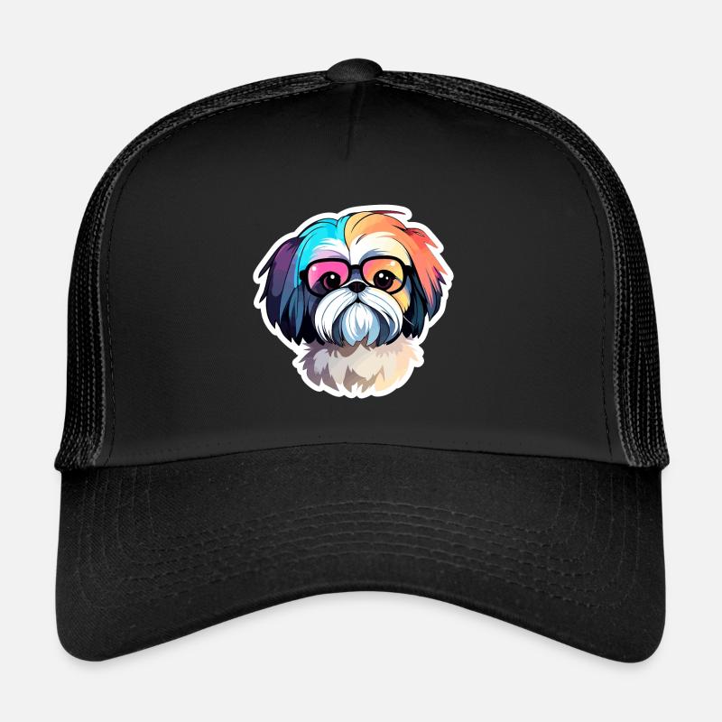 Shih Tzu Dog Drawing Trucker Cap
