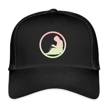 Crochet Wool Needle - Trucker Cap - black/black - Front