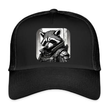 Casual Cyberspace Raccoon - Trucker Cap - black/black - Front