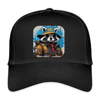 Cool Cyberspace Raccoon - Trucker Cap - black/black - Front