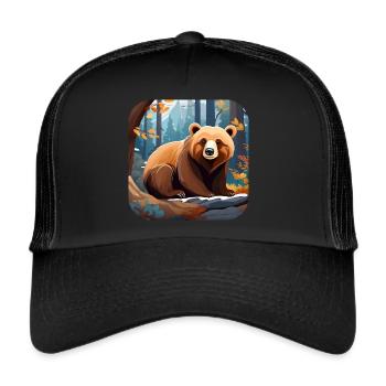 Cozy bear in the forest - Trucker Cap - black/black - Front