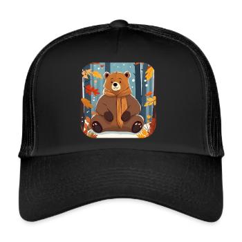Casual bear in autumn - Trucker Cap - black/black - Front