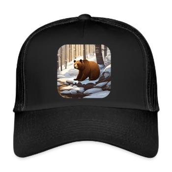 Bear in winter forest - Trucker Cap - black/black - Front