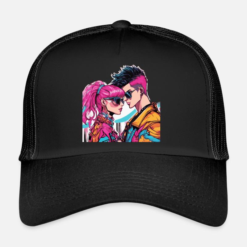 Y2K-Mode - Trucker Cap - Schwarz/Schwarz