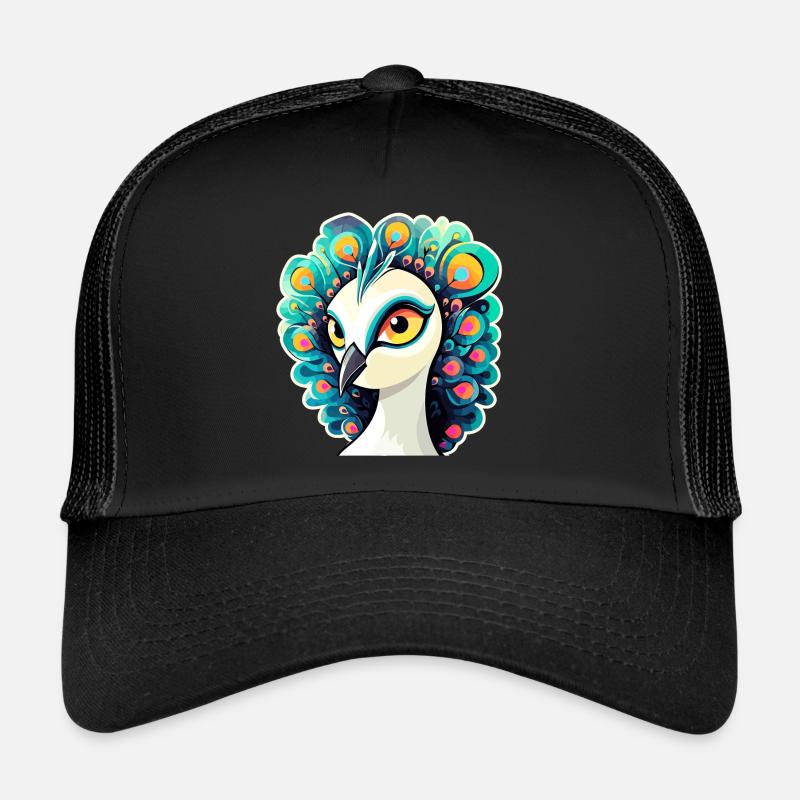 Pfau Vogel Zeichnung Trucker Cap