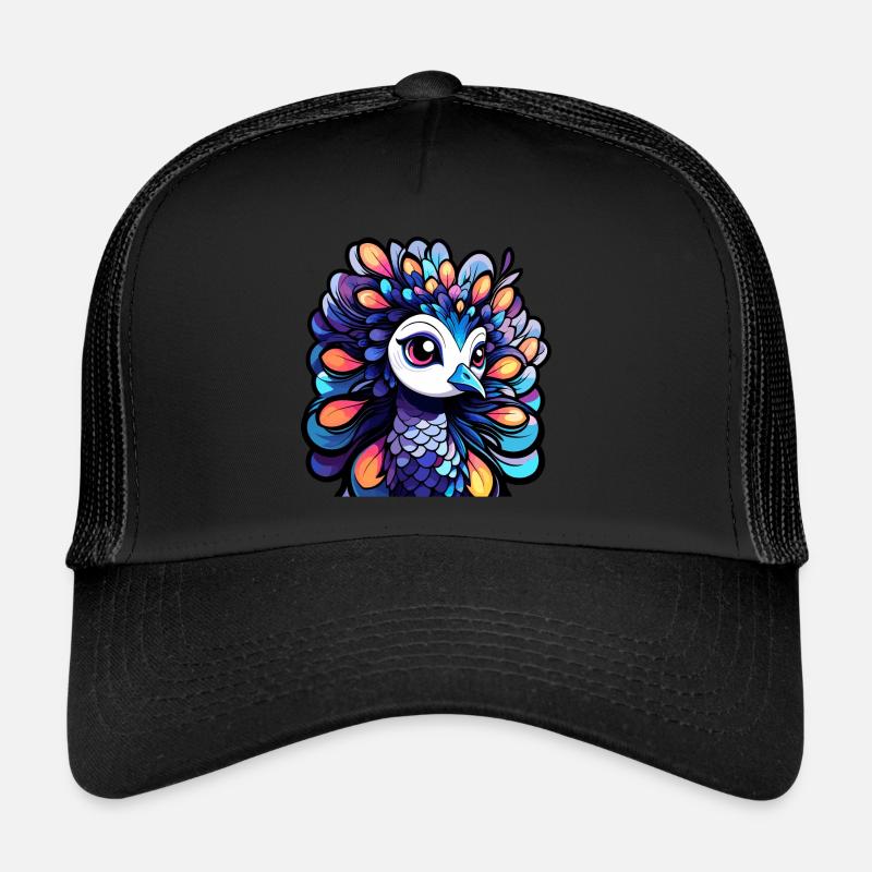 Pfau Vogel Zeichnung Trucker Cap