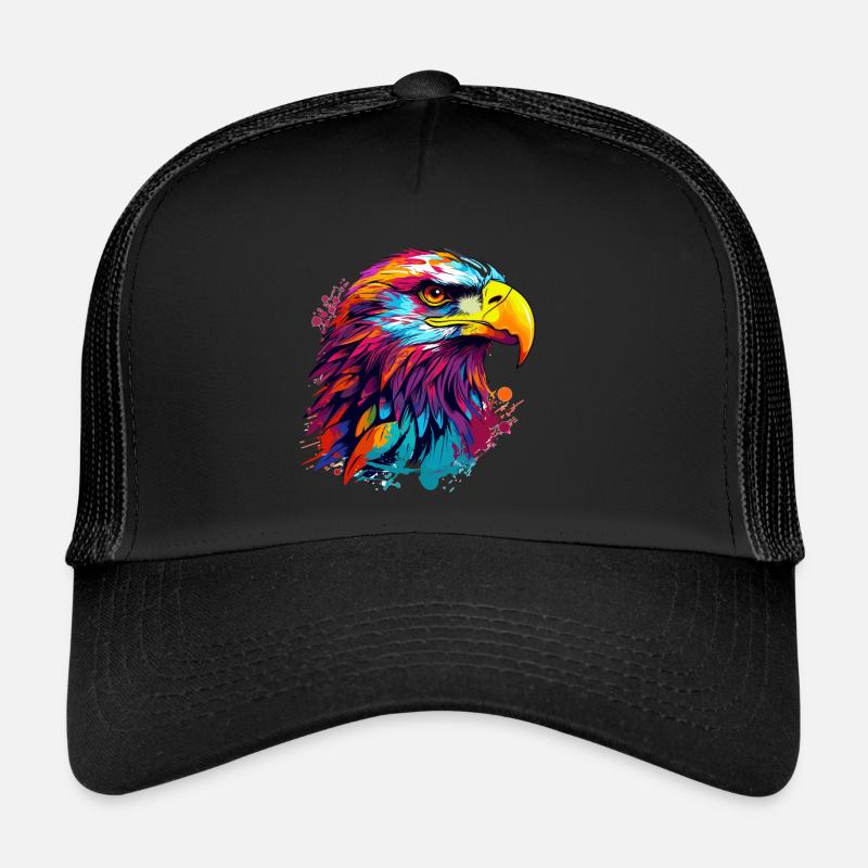 Aigle coloré Pygargue à tête blanche éclaboussure de couleur Casquette trucker 