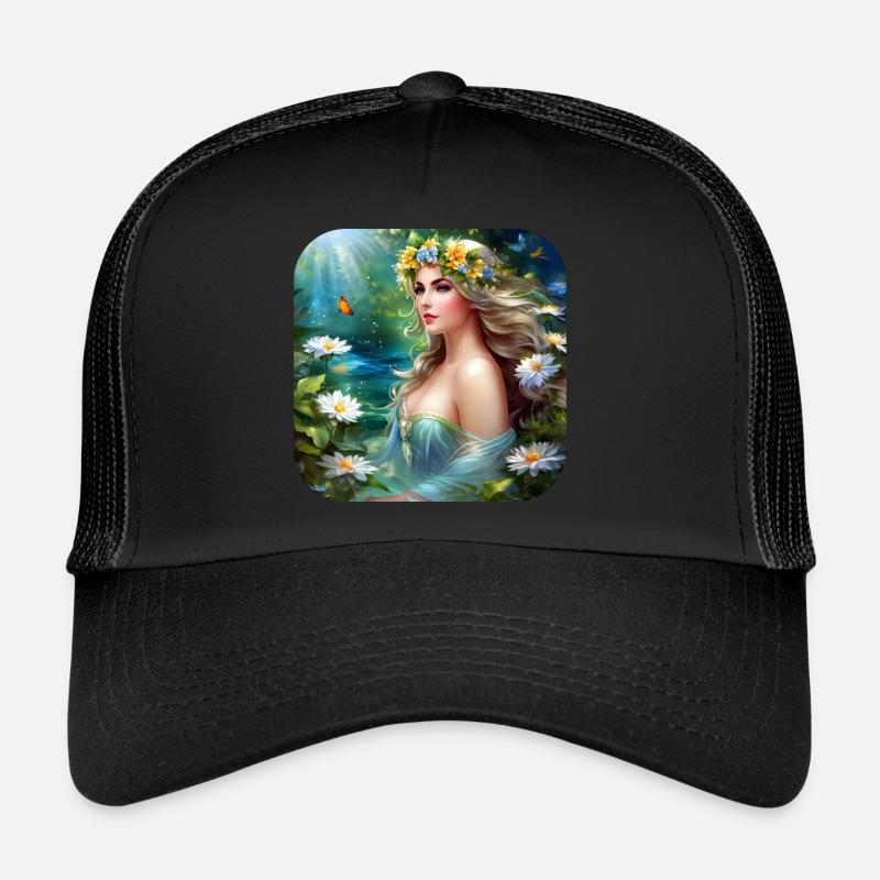 Wunderschöne Blumen Nymphe - Trucker Cap - Schwarz/Schwarz