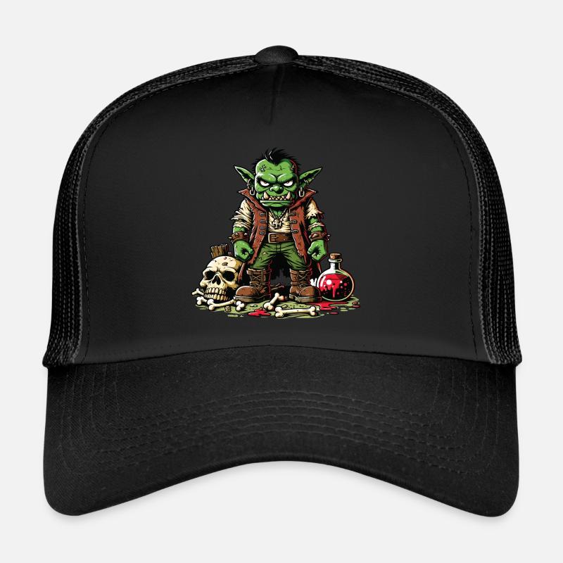 An aggressive cartoon-style goblin Trucker Cap