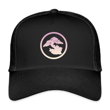 Japanische Kunst Bonsai Baum - Trucker Cap - Schwarz/Schwarz - Vorne