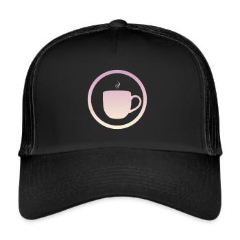 Kaffee Becher Tasse - Trucker Cap - Schwarz/Schwarz - Vorne