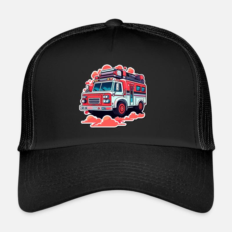 Illustration de camion de pompiers Casquette trucker 