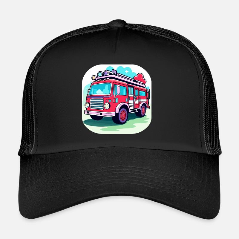 Illustration de camion de pompiers Casquette trucker 