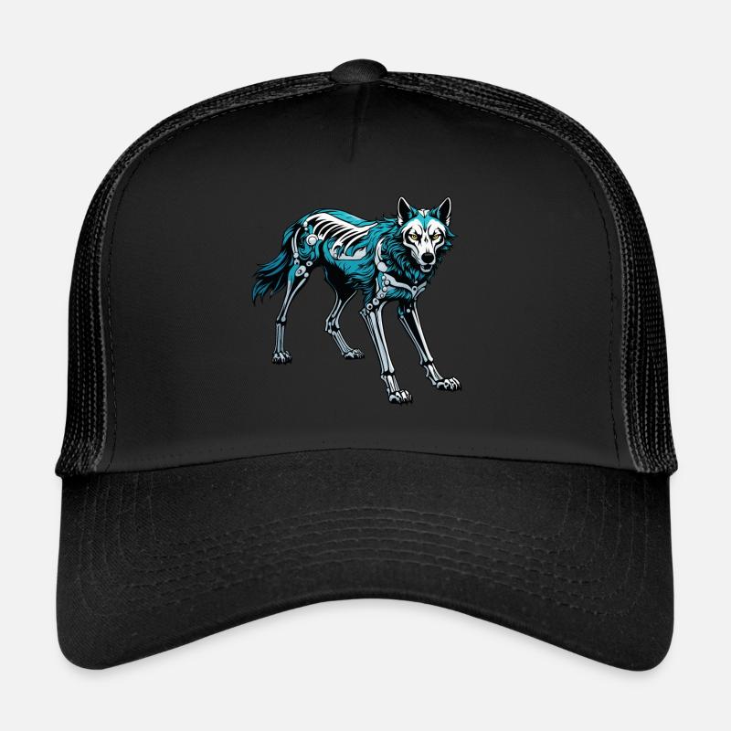 Wolf Skeleton Illustration Trucker Cap