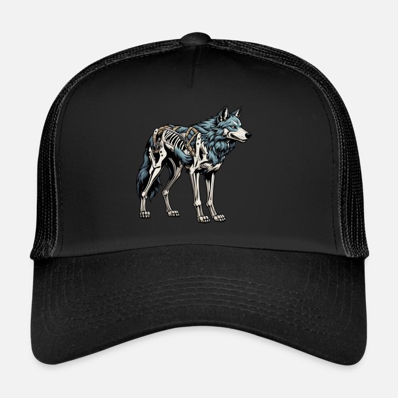 Wolf Skeleton Illustration Trucker Cap