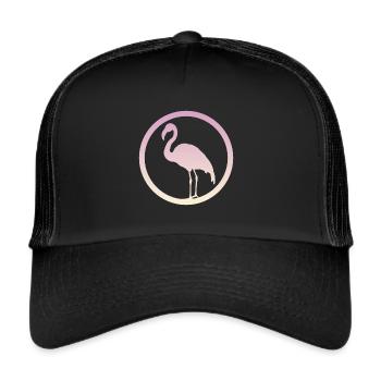 Wasservogel Flamingo Flamingos - Trucker Cap - Schwarz/Schwarz - Vorne