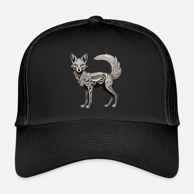 Fox Skeleton Illustration Trucker Cap