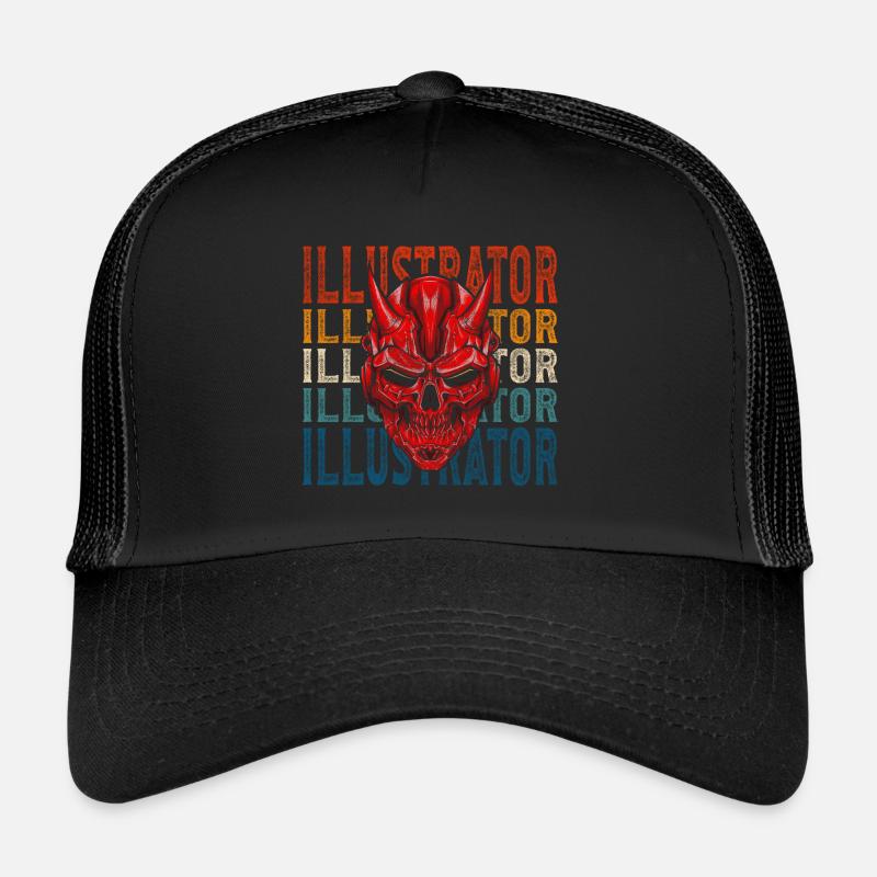 Illustrator Pen Drawing Modern Art Trucker Cap
