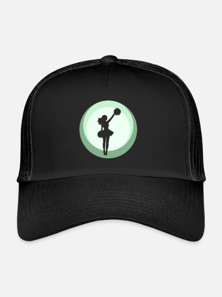 Girlie Cheerleader Bommel - Trucker Cap - Schwarz/Schwarz - Vorne