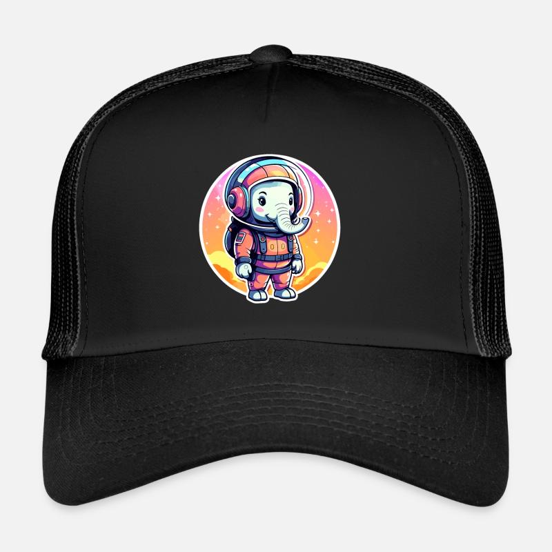 Elephant Astronaut Illustration Trucker Cap