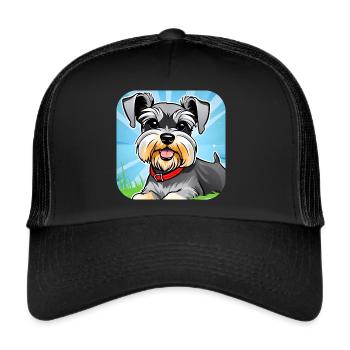 Niedlicher Schnauzer Hund II - Trucker Cap - Schwarz/Schwarz - Vorne