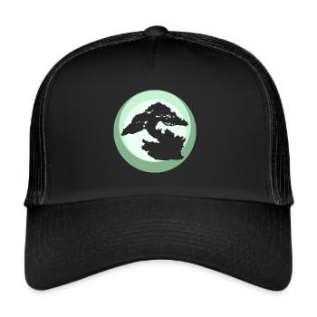 Baum Wachsen Japanische Kunst - Trucker Cap - Schwarz/Schwarz - Vorne