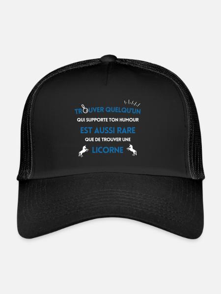 Trouver quelqu'un qui supporte ton humour - Casquette trucker  - noir/noir - Devant