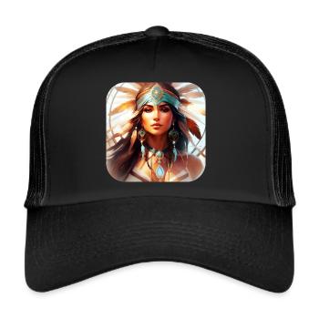 Chaman mystique avec plumes IV - Casquette trucker  - noir/noir - Devant