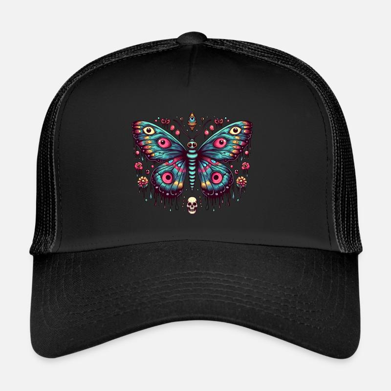 Schauriger Schmetterling mit Totenkopf Trucker Cap