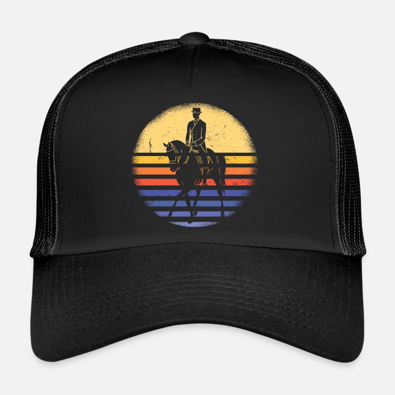 Sport Retro Sunset Equestrian - Trucker Cap - Schwarz/Schwarz