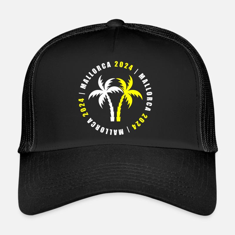Mallorca 2024 Urlaub - Trucker Cap - Schwarz/Schwarz