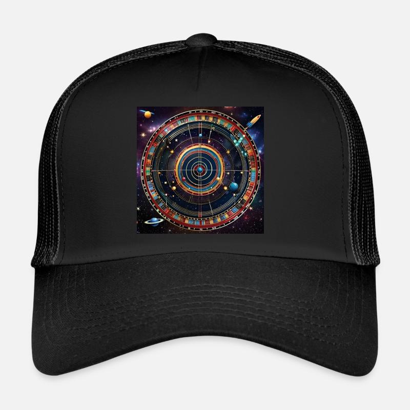 Planetare Präzision - Kosmische Dartscheibe - Trucker Cap - Schwarz/Schwarz