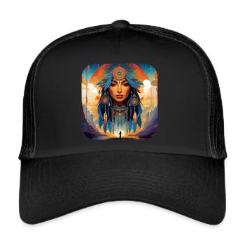 Chaman mystique avec plumes VI - Casquette trucker  - noir/noir - Devant