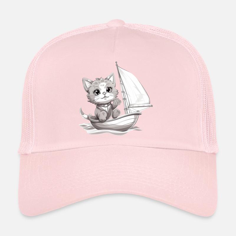 Sailing cat on dinghy Trucker Cap