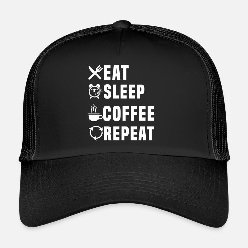 eat sleep coffee repeat - Trucker Cap - Schwarz/Schwarz